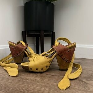 Miss sixty leather clog tie shoes